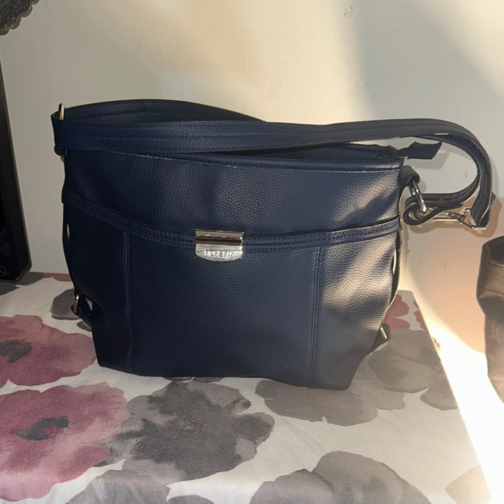 Rosetti Navy Blue Leather Shoulder Bag